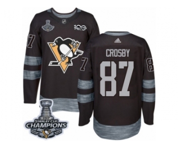 Men's Adidas Pittsburgh Penguins #87 Sidney Crosby Premier Black 1917-2017 100th Anniversary 2017 Stanley Cup Champions NHL Jersey