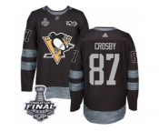 Men's Adidas Pittsburgh Penguins #87 Sidney Crosby Premier Black 1917-2017 100th Anniversary 2017 Stanley Cup Final NHL Jersey