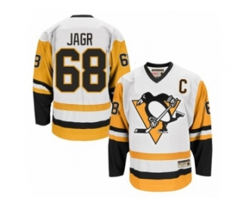 Men's CCM Pittsburgh Penguins #68 Jaromir Jagr Authentic White Throwback NHL Jersey