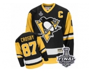 Men's CCM Pittsburgh Penguins #87 Sidney Crosby Authentic Black Throwback 2017 Stanley Cup Final NHL Jersey