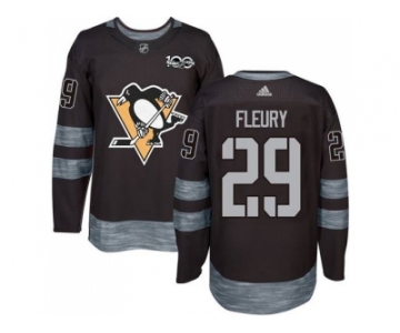 Men's Pittsburgh Penguins #29 Andre Fleury Black 1917-2017 100th Anniversary Stitched NHL Jersey