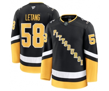 Men's Pittsburgh Penguins #58 Kris Letang Black 2024-25 Alternate Stitched Hockey Jersey