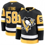 Men's Pittsburgh Penguins #58 Kris Letang Black 2024-25 Home Stitched Hockey Jersey