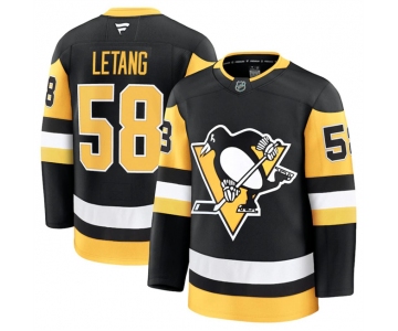 Men's Pittsburgh Penguins #58 Kris Letang Black 2024-25 Home Stitched Hockey Jersey