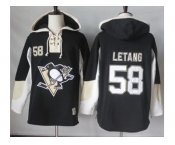 Men's Pittsburgh Penguins #58 Kris Letang Black Pullover Hoodie Stitched NHL Jersey
