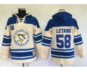 Men's Pittsburgh Penguins #58 Kris Letang Cream Sawyer Hooded Sweatshirt Stitched NHL Jersey