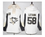 Men's Pittsburgh Penguins #58 Kris Letang White Pullover Hoodie Stitched NHL Jersey