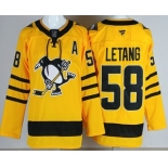 Men's Pittsburgh Penguins #58 Kris Letang Yellow Alternate Authentic Jersey Men's Pittsburgh Penguins #58 Kris Letang Yellow Alternate Authentic Jersey