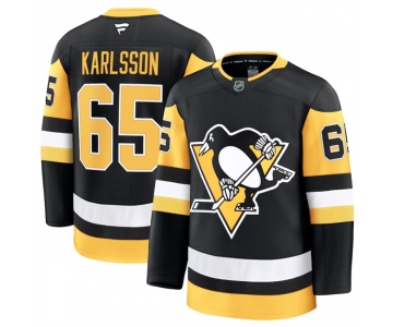 Men's Pittsburgh Penguins #65 Erik Karlsson Black 2024-25 Home Stitched Hockey Jersey