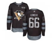 Men's Pittsburgh Penguins #66 Mario Lemieux Black 1917-2017 100th Anniversary Stitched NHL Jersey