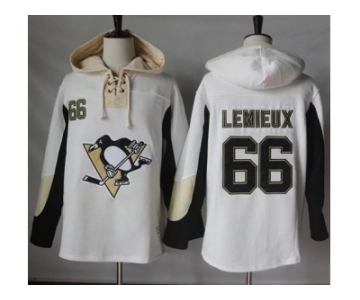 Men's Pittsburgh Penguins #66 Mario Lemieux White Pullover Hoodie Stitched NHL Jersey