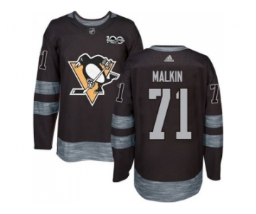 Men's Pittsburgh Penguins #71 Evgeni Malkin Black 1917-2017 100th Anniversary Stitched NHL Jersey