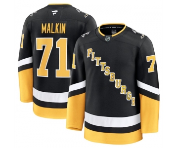 Men's Pittsburgh Penguins #71 Evgeni Malkin Black 2024-25 Alternate Stitched Hockey Jersey
