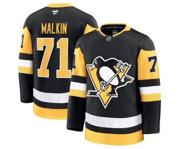 Men's Pittsburgh Penguins #71 Evgeni Malkin Black 2024-25 Home Stitched Hockey Jersey