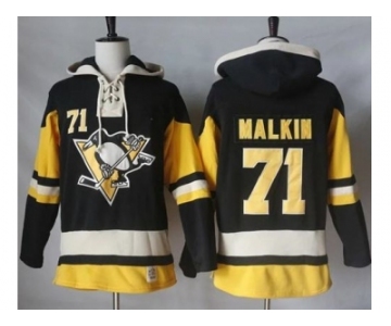Men's Pittsburgh Penguins #71 Evgeni Malkin Black Alternate Sawyer Hooded Sweatshirt Stitched NHL Jersey