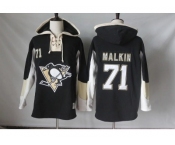 Men's Pittsburgh Penguins #71 Evgeni Malkin Black Pullover Hoodie Stitched NHL Jersey