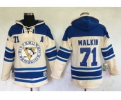 Men's Pittsburgh Penguins #71 Evgeni Malkin Cream Sawyer Hooded Sweatshirt Stitched NHL Jersey