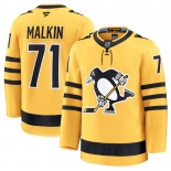 Men's Pittsburgh Penguins #71 Evgeni Malkin Gold 2025 Alternate Stitched Hockey Jersey