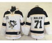 Men's Pittsburgh Penguins #71 Evgeni Malkin White Sawyer Hooded Sweatshirt Stitched NHL Jersey