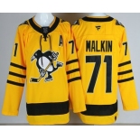 Men's Pittsburgh Penguins #71 Evgeni Malkin Yellow Alternate Authentic Jersey Men's Pittsburgh Penguins #71 Evgeni Malkin Yellow Alternate Authentic Jersey