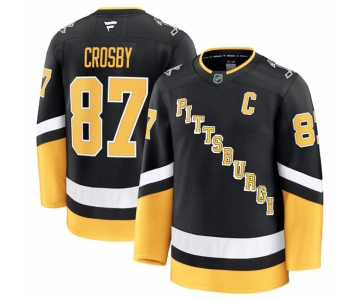 Men's Pittsburgh Penguins #87 Sidney Crosby Black 2024-25 Alternate Stitched Hockey Jersey