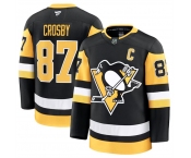 Men's Pittsburgh Penguins #87 Sidney Crosby Black 2024-25 Home Stitched Hockey Jersey
