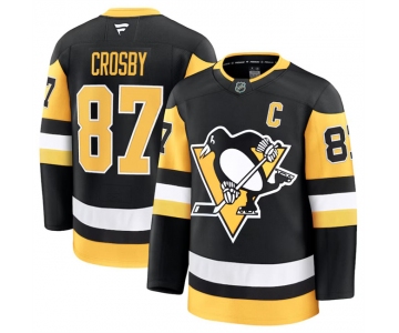 Men's Pittsburgh Penguins #87 Sidney Crosby Black 2024-25 Home Stitched Hockey Jersey