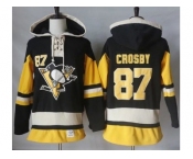 Men's Pittsburgh Penguins #87 Sidney Crosby Black Alternate Sawyer Hooded Sweatshirt Stitched NHL Jersey
