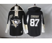 Men's Pittsburgh Penguins #87 Sidney Crosby Black Pullover Hoodie Stitched NHL Jersey