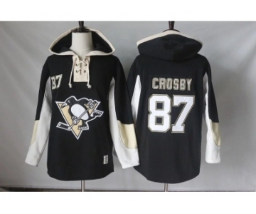 Men's Pittsburgh Penguins #87 Sidney Crosby Black Pullover Hoodie Stitched NHL Jersey
