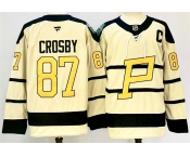 Men's Pittsburgh Penguins #87 Sidney Crosby Cream 2024-25 With C Patch Winter Classic Stitched Hockey Jersey