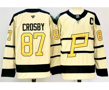 Men's Pittsburgh Penguins #87 Sidney Crosby Cream 2024-25 With C Patch Winter Classic Stitched Hockey Jersey