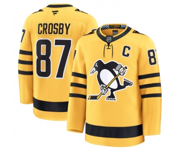 Men's Pittsburgh Penguins #87 Sidney Crosby Gold 2025 Alternate Stitched Hockey Jersey
