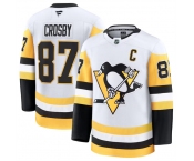 Men's Pittsburgh Penguins #87 Sidney Crosby White 2024-25 Away Stitched Hockey Jersey