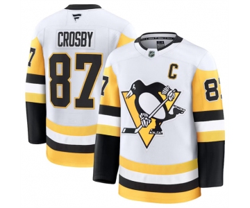 Men's Pittsburgh Penguins #87 Sidney Crosby White 2024-25 Away Stitched Hockey Jersey