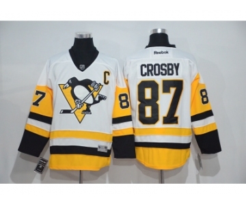 Men's Pittsburgh Penguins #87 Sidney Crosby White New Away Stitched NHL Jersey