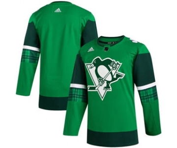 Men's Pittsburgh Penguins Blank 2020 St. Patrick's Day Stitched Hockey Jersey Green