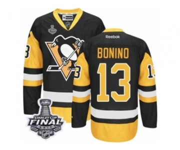 Men's Reebok Pittsburgh Penguins #13 Nick Bonino Authentic Black Gold Third 2017 Stanley Cup Final NHL Jersey
