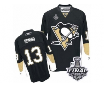 Men's Reebok Pittsburgh Penguins #13 Nick Bonino Authentic Black Home 2017 Stanley Cup Final NHL Jersey