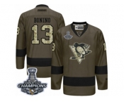 Men's Reebok Pittsburgh Penguins #13 Nick Bonino Premier Green Salute to Service 2017 Stanley Cup Champions NHL Jersey