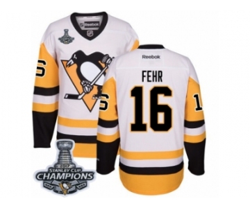 Men's Reebok Pittsburgh Penguins #16 Eric Fehr Authentic White Away 2017 Stanley Cup Champions NHL Jersey
