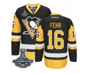 Men's Reebok Pittsburgh Penguins #16 Eric Fehr Premier Black Gold Third 2017 Stanley Cup Champions NHL Jersey