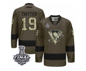 Men's Reebok Pittsburgh Penguins #19 Bryan Trottier Premier Green Salute to Service 2017 Stanley Cup Final NHL Jersey