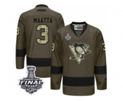 Men's Reebok Pittsburgh Penguins #3 Olli Maatta Premier Green Salute to Service 2017 Stanley Cup Final NHL Jersey