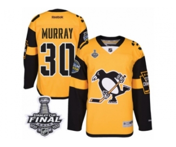 Men's Reebok Pittsburgh Penguins #30 Matt Murray Authentic Gold 2017 Stadium Series 2017 Stanley Cup Final NHL Jersey