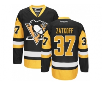 Men's Reebok Pittsburgh Penguins #37 Jeff Zatkoff Authentic Black Gold Third NHL Jersey