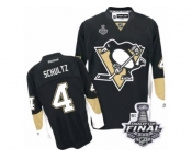 Men's Reebok Pittsburgh Penguins #4 Justin Schultz Premier Black Home 2017 Stanley Cup Final NHL Jersey