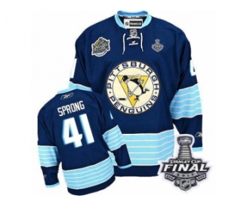 Men's Reebok Pittsburgh Penguins #41 Daniel Sprong Authentic Navy Blue Third Vintage 2017 Stanley Cup Final NHL Jersey