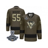 Men's Reebok Pittsburgh Penguins #55 Larry Murphy Premier Green Salute to Service 2017 Stanley Cup Champions NHL Jersey
