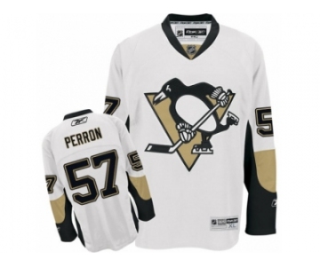 Men's Reebok Pittsburgh Penguins #57 David Perron Authentic White Away NHL Jersey